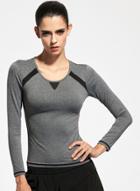 Oasap Women's Skinny Round Neck Long Sleeve Dri-fit Sports Top