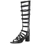 Oasap Solid Hollow Out Block Heels Gladiator Sandals