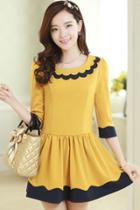 Oasap Elegant Color Block A-line Dress