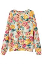 Oasap Loose Blossoming Mum Sweatshirt