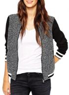 Oasap Women's Color Block Striped Bomber Jacket