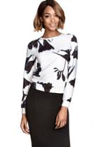Oasap Minimalist Foliage Print Sweatshirt