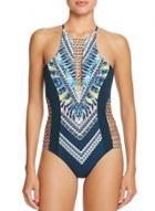 Oasap Halter Neck Floral Printed Sleeveless One Piece Swimwear