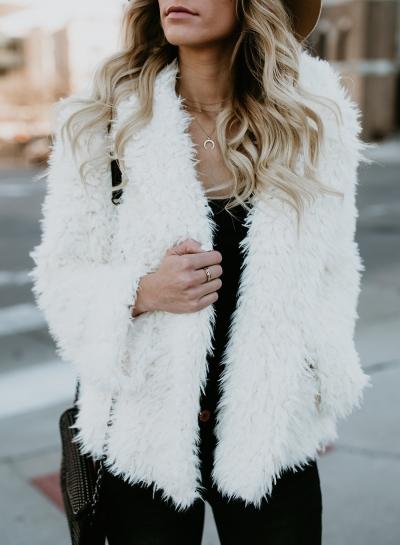 Oasap Fashion Faux Fur Open Front Hooded Coat