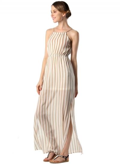 Oasap Wome's Striped Spaghetti Strap Sleeveless Slit Maxi Dress
