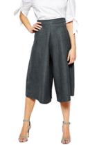 Oasap Women's Casual Loose Solid Color Cropped Wide Leg Culottes Pants
