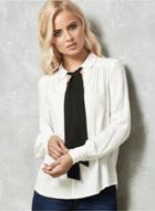 Oasap Fashion Tie Collar Long Sleeve Chiffon Blouse