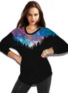 Oasap Fashion 3d Starry Sky Printed Loose Fit Sweatshirt