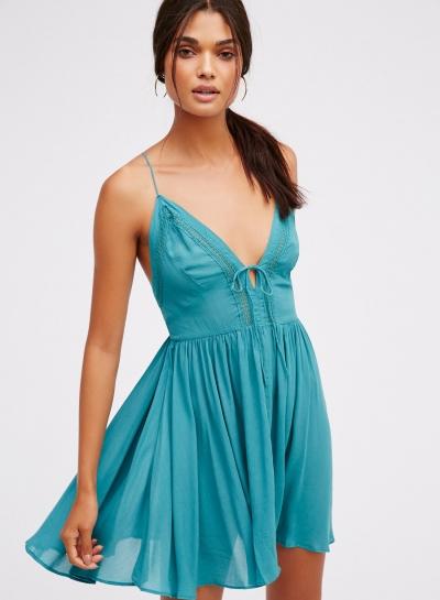 Oasap Spaghetti Strap V Neck Mini Beach Dress