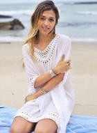 Oasap Hand Crochet Detail Boho Style Beach Dress