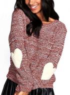 Oasap Fashion Heart Applique Pullover Sweater