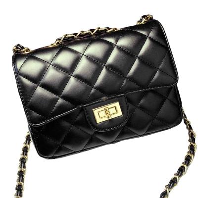 Oasap Solid Color Pu Leather Chain Shoulder Bag