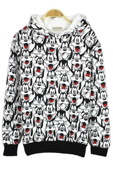 Oasap Goofy Print Fleece Hoodie