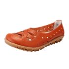 Oasap Cow Split Hollow Out Flat Heels Round Toe Shoes