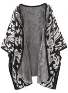 Oasap Women's Floral Graphic Batwing Sleeve Open Front Cardigan
