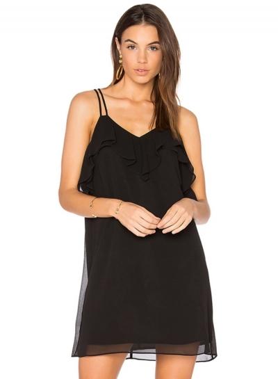 Oasap Double Shoulder Strap Ruffle Dress