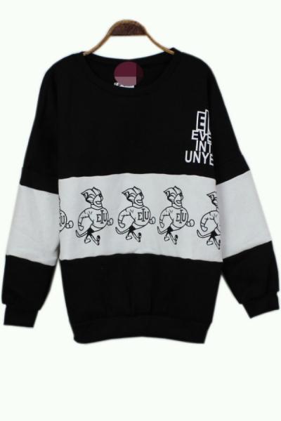 Oasap Color Block Cartoon Graphic Sweatshirt