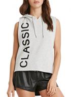 Oasap Women's Casual Grey Letter Print Sleeveless Hooded Top