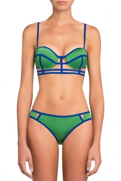 Oasap Green Designer Balconette Corselet Bikini