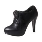 Oasap Stiletto Heels Pointed Toe Lace Up Ankle Boots