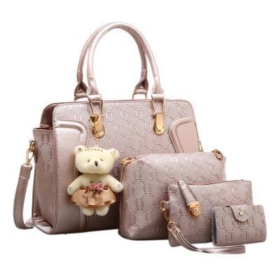 Oasap 4 Pieces Pu Leather Shoulder Handbag Purse Bag