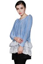 Oasap Demure Paneled Knit Sweater With Eyelet