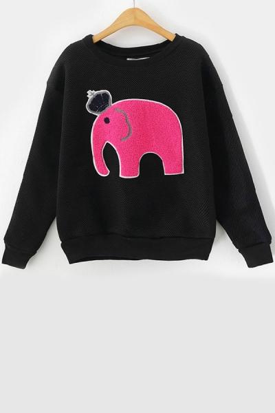 Oasap Cute Elephant Cropped Sweatshirt