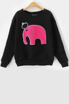 Oasap Cute Elephant Cropped Sweatshirt
