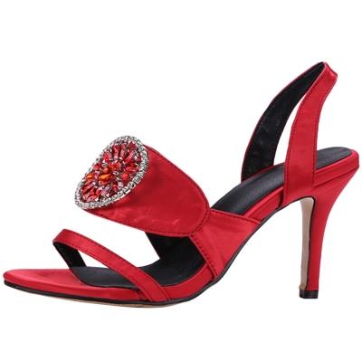 Oasap Open Toe Slingback Rhinestone High Stiletto Heels Sandals