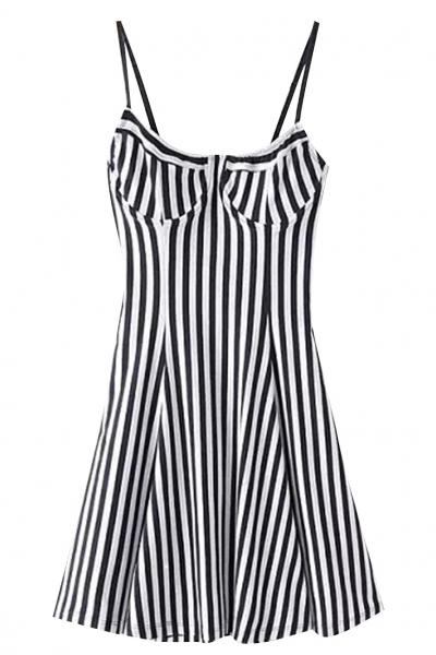 Oasap Endearing Stripe Print Backless Mini Slip Dress