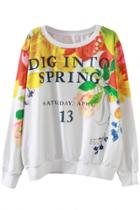 Oasap Fashion Floral Printing Casual Pullover Sweatshirt