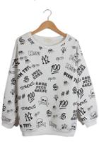 Oasap Bold Print Fleece Sweatshirt