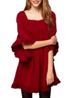 Oasap Women's Sweet Square Neck Ruffled Hem Dress