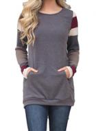 Oasap Stripe Long Sleeve Slim Fit Sweatshirt