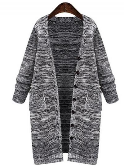 Oasap V Neck Long Sleeve Single Breasted Cardigan