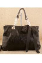 Oasap Vintage Style Textured Genuine Leather Bowknot Detail Shoulder Bag