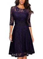 Oasap Round Neck Half Sleeve Lace Dress