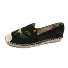 Oasap Round Toe Cat Embroidery Flat Heels Shoes
