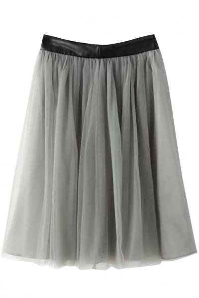 Oasap Fancy Sheer Pleated Lined Mesh Skirt