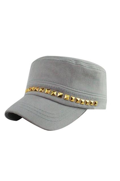 Oasap Studs Embellished Light Gray Hat