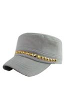 Oasap Studs Embellished Light Gray Hat