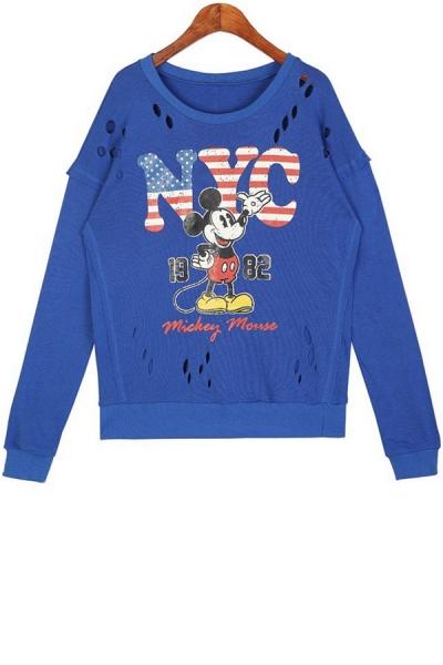 Oasap Destroyed Cartoon Sweatshirt