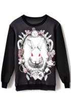 Oasap Rabbit Choker Pattern Sweatshirt