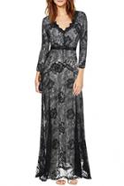 Oasap Sext Lace Mesh Shell Neckline Maxi Dress