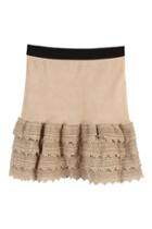 Oasap Elastic Waist Mini Skirt With Lace Edges