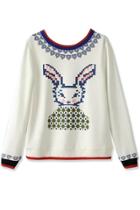 Oasap Pixel Rabbit Print Sweatshirt