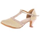 Oasap Fashion Pointed Toe T-strap Latin Dance Shoes