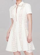 Oasap Short Sleeve Hollow Out Lace A-line Dress