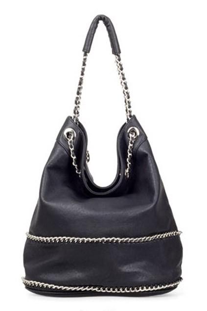 Oasap Punk Chain Embellished Bucket Shoulder Bag