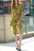 Oasap Women's Printing High Slit Button Down Midi Dress